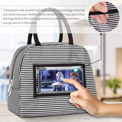 BALORAY Insulated Lunch Bag Leopard Print Striped Pearl Aluminum Foil