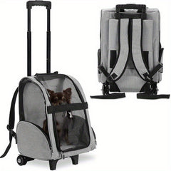 Dog Backpack Pet Travel Carrier with Double Wheels