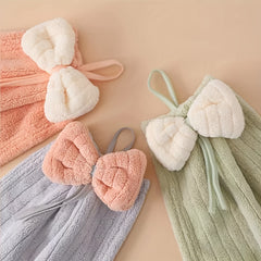2pcs Bow Hanging Towel Soft and Absorbent for Quick Drying Hands & Dishes