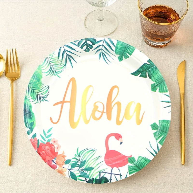 Tropical Hawaiian Flamingo Party Tableware Set For 20 Guests