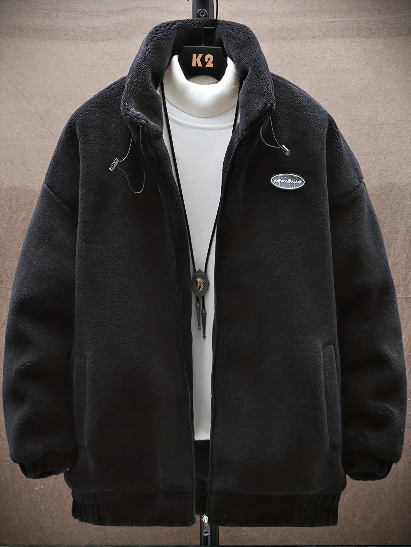 Men's Fleece Stand Collar Jacket Active Zip Up Coat