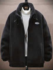 Men's Fleece Stand Collar Jacket Active Zip Up Coat