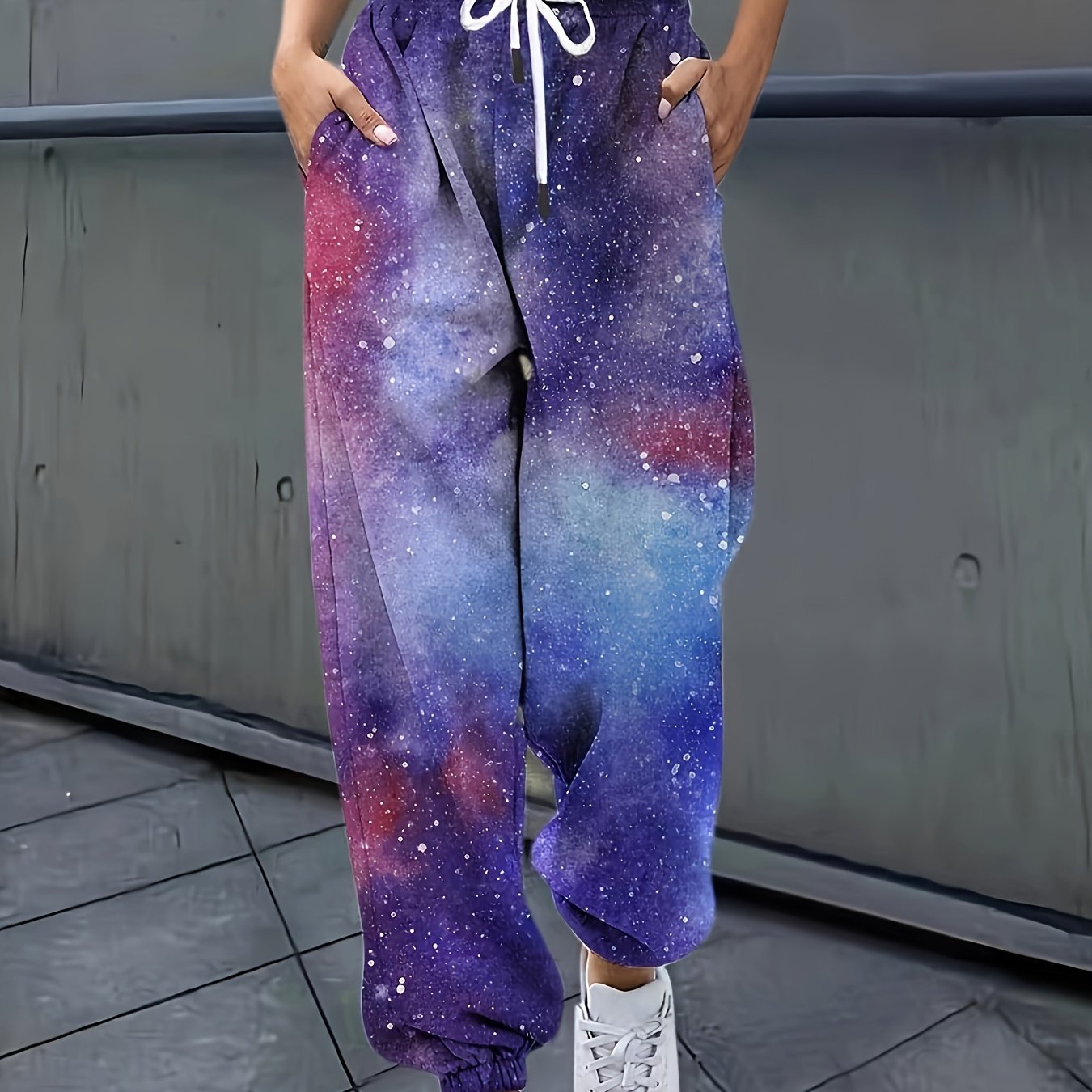 Women's Plus Painting Print Joggers with Pockets