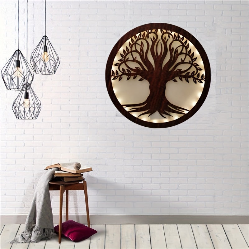 LED Tree Of Life Shape Lamp Retro Wooden Home Decoration