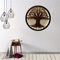 LED Tree Of Life Shape Lamp Retro Wooden Home Decoration