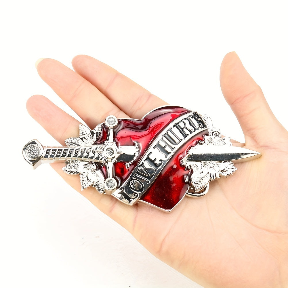 Red Heart Metal Buckle Dagger Sword Love Stab Y2K Belt