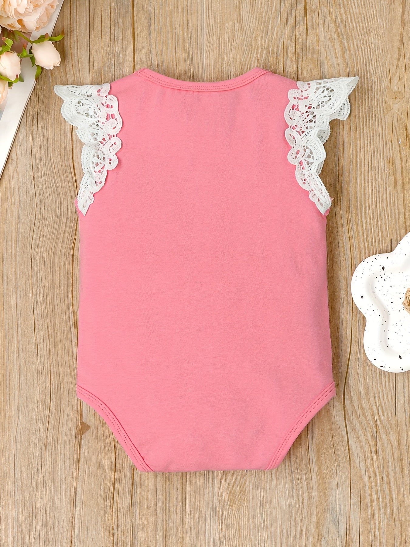 Baby Girl Ruffle Trim Flutter Sleeve Onesie Romper
