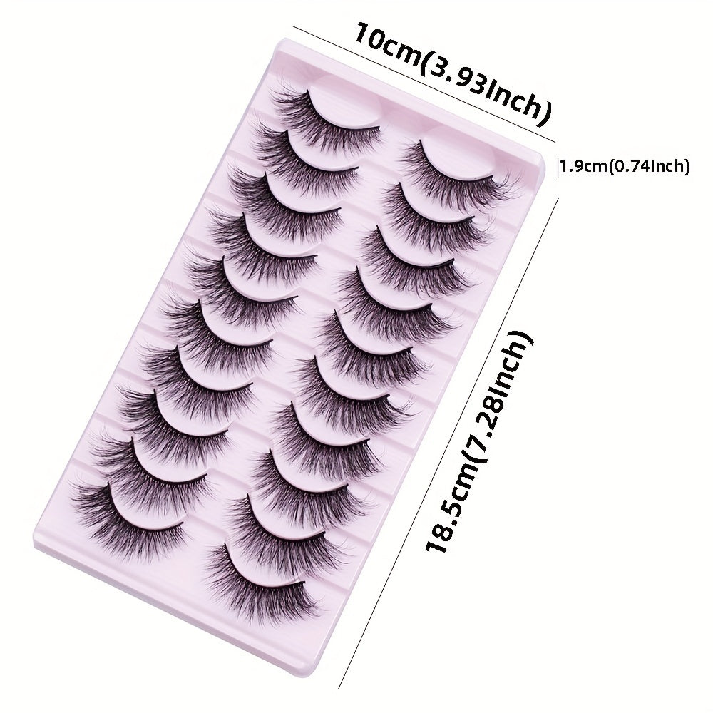 10 Pairs 3D Mink Cat Eye Style Lashes - 13mm