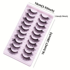 10 Pairs 3D Mink Cat Eye Style Lashes - 13mm