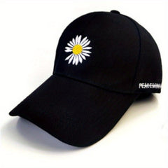 Daisy Embroidery Baseball Cap Adjustable Solid Dad Hats