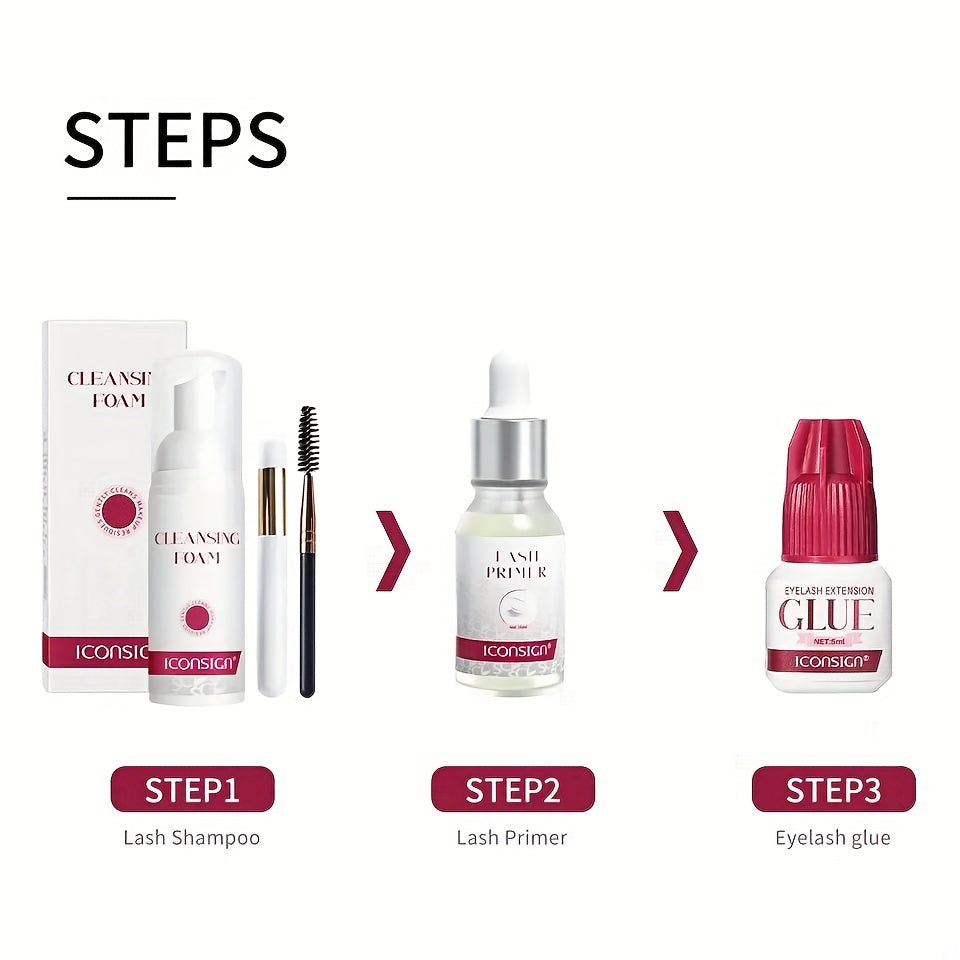 Lash Extension Essentials: 15ml Primer, 5ml Glue & 60ml Shampoo