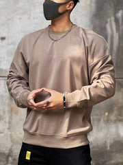 Men's Solid Round Neck Sweatshirt Loose Pullover