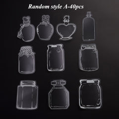 40pcs Glass Bottle Shaped PET Stickers with Floral Designs