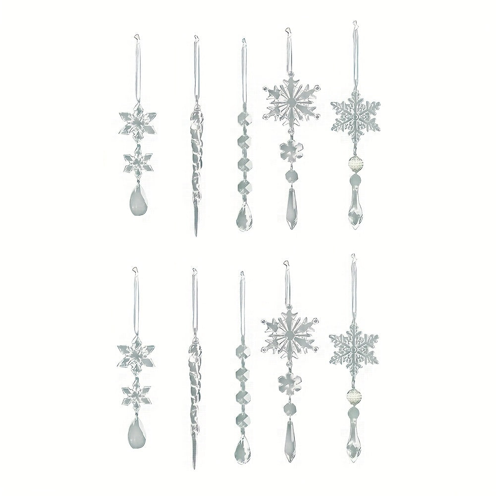 10pcs Christmas Snowflake Pendant Tree Decoration