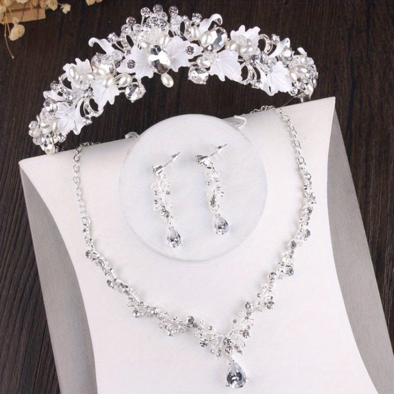 Vintage Silvery Crown Headwear Rhinestone Crystal Wedding Hair Accessories