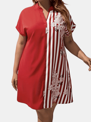  Women's Striped Floral Patchwork Dress