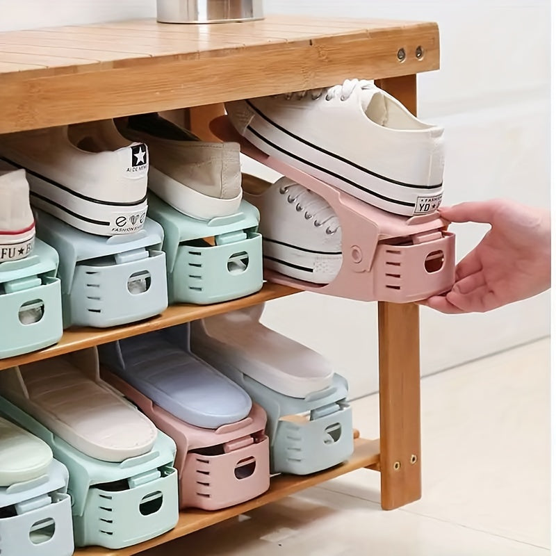 10pcs Shoe Slot Organizer Adjustable Double Layer Shoe Rack