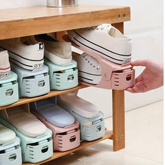 10pcs Shoe Slot Organizer Adjustable Double Layer Shoe Rack