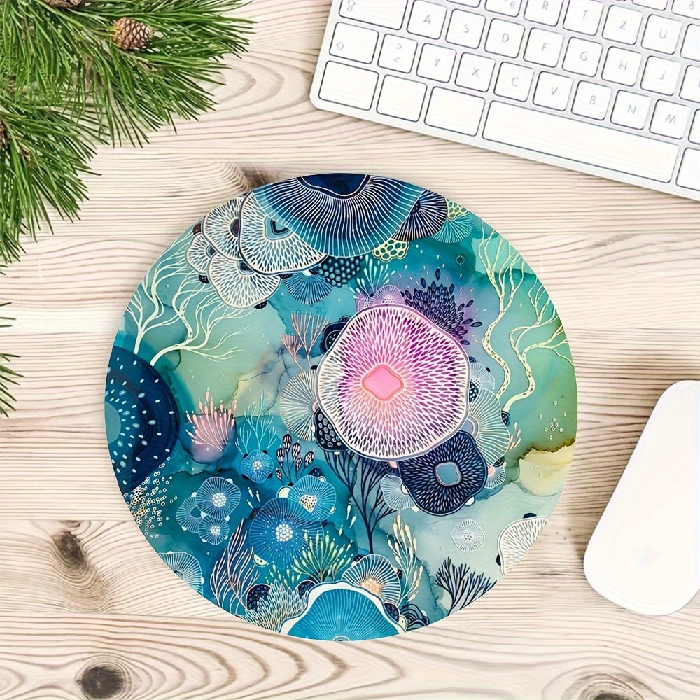 Cartoon Flowers Round Mouse Pad - Stylish Mousepad - Holiday Gift