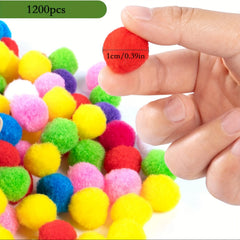 1200pcs Colorful Pom Poms Arts And Crafts DIY Kids Project Party Holiday Decor