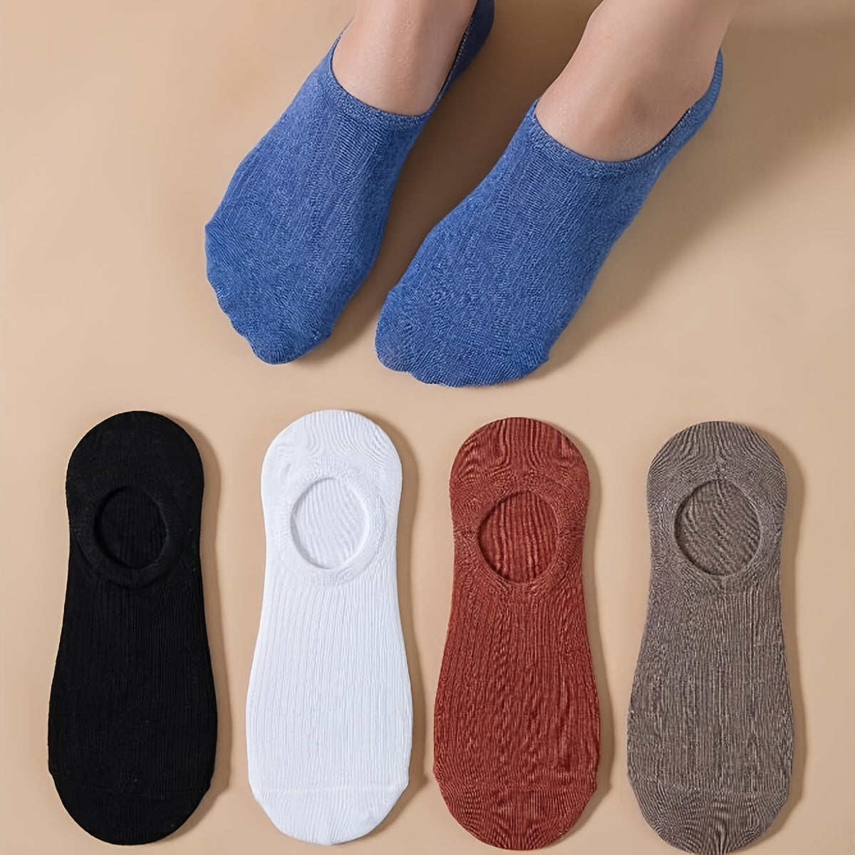 Solid Ankle Socks Ribbed Knit Women's Stocking & Hosiery