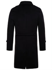 Men's Lapel Long Trench Coat Casual Windproof Jacket