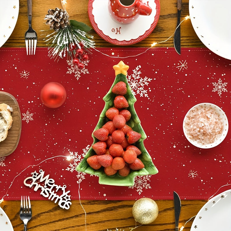 Christmas Snowman Table Flag - Red Retro Snowman Decoration