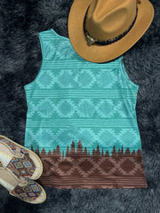 Geo Print Crew Neck Tank Top for Summer