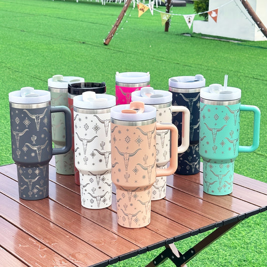 40oz Goat Star Tumbler Stainless Steel Thermal Water Bottle With Straw