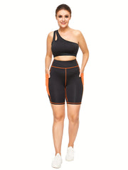  High Waist Sports Shorts with Pockets