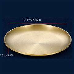 Stainless Steel Dessert Snack Plate Kitchen Dinner Plate Retro Fruit Plate