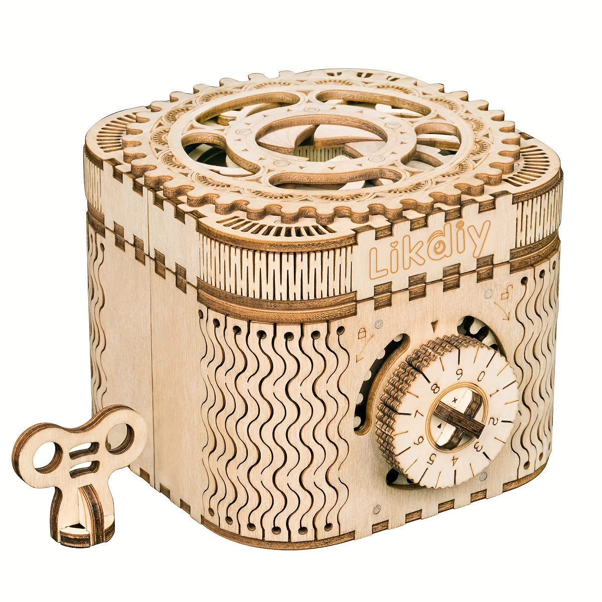 Wooden Puzzle Mechanical Treasure Box Model DIY Brain Teaser Project