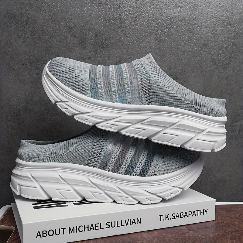 Women's Knitted Platform Loafers Slip On Sports Shoes