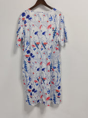 Plus Floral Print Short Sleeve Round Neck Dress With Pockets