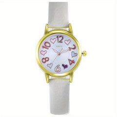 Girls Waterproof Hearts Watch with PU Leather Strap