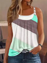 2 in 1 Striped Cami Top with Button Straps