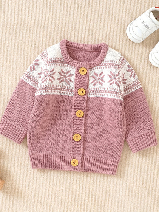 Toddler Baby Knit Sweater Jacquard Cardigan Christmas Top