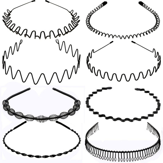 8pcs Metal Headband Hair Hoop Non Slip Wave Comb Hair Hoop Hairband