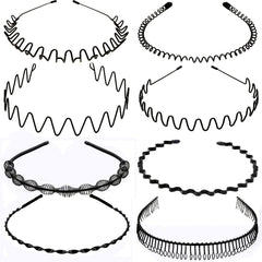 8pcs Metal Headband Hair Hoop Non Slip Wave Comb Hair Hoop Hairband