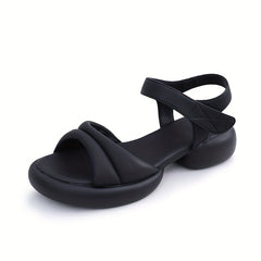 Women's Open Toe Chunky Sandals Hook & Loop Fastener