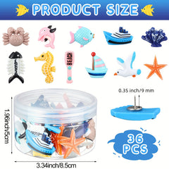 36pcs Creative Decorative Push Pins for Corkboard Photo Wall Map Bulletin