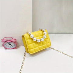 Girls Shoulder Bag with Faux Pearl Handle Handbag