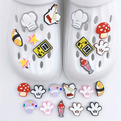 22pcs Cartoon Shoe Charm PVC Soft Rubber DIY Clogs Accessories Buckle Set