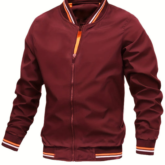 Men's Zipper Baseball Jacket for Spring/Autumn