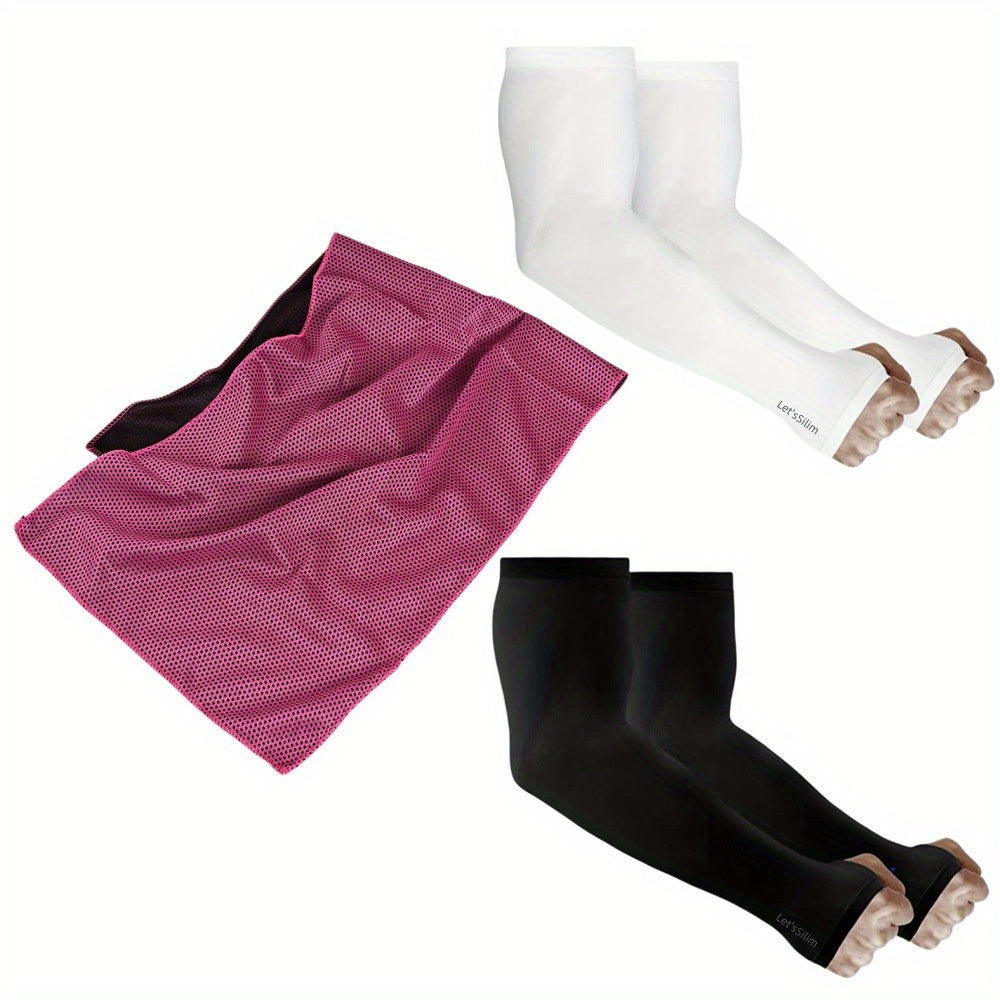 Cooling Towel Neck Wrap Instant Relief with 2 Pairs of Ice Silk Sleeves