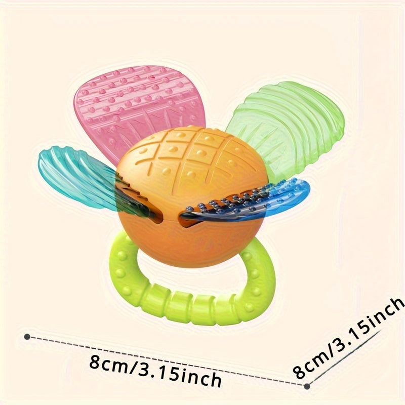 Silicone Hand Crank Bell Flower Toy for Babies Teething Sensory