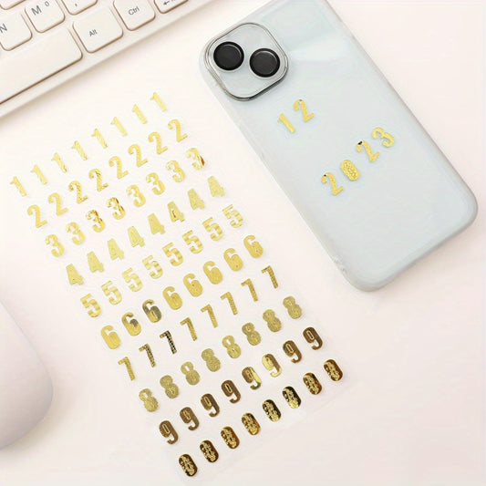 8 Sheets Golden Small Number Stickers 0-9 Self Adhesive for Graduation Cap DIY