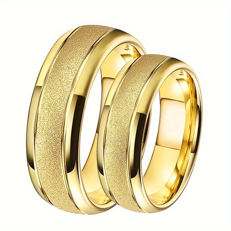 Men's Matte Frosted Ring 18K Plated Stainless Steel Lucky Ring