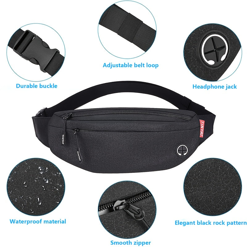 Waterproof Nylon Waist Bag with Anti-theft Zipper Compartment