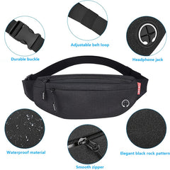 Waterproof Nylon Waist Bag with Anti-theft Zipper Compartment